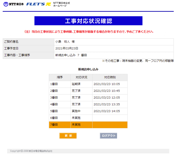 楽天ひかり（フレッツネクスト）開通工事 ハマトラまさと研究所